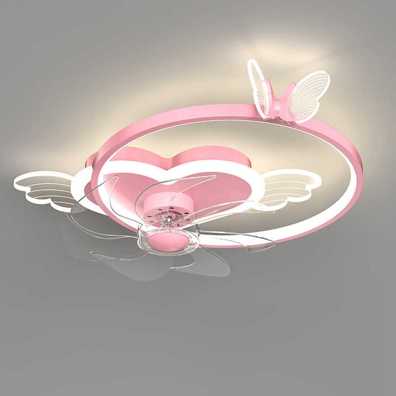 Ventilador de techo circular minimalista de moda Luz de acrílico para niños LED LED SEMI FLUSH LUCH