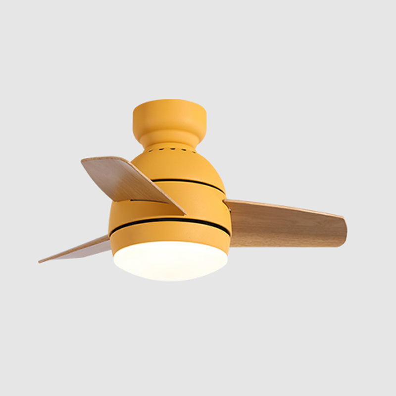 Lámpara de ventilador de techo oval a metal metal para niños dormitorio de montaje semi descarga de montaje