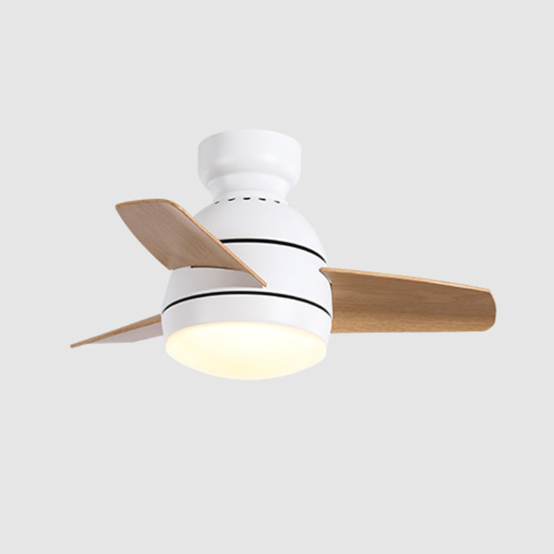 Lámpara de ventilador de techo oval a metal metal para niños dormitorio de montaje semi descarga de montaje