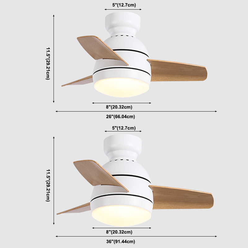 Lámpara de ventilador de techo oval a metal metal para niños dormitorio de montaje semi descarga de montaje