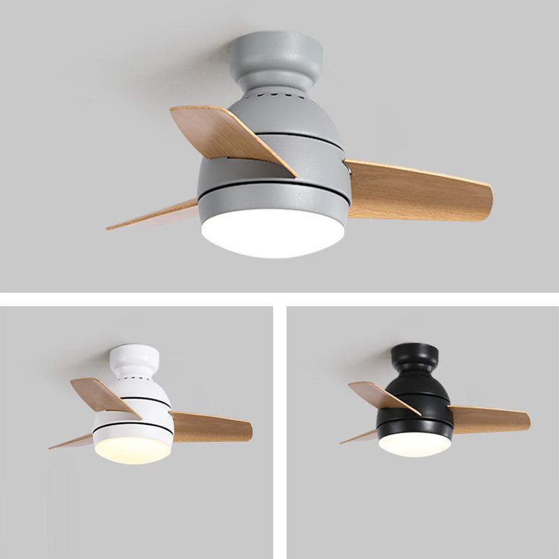 Lámpara de ventilador de techo oval a metal metal para niños dormitorio de montaje semi descarga de montaje