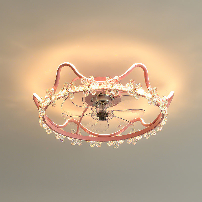 Ventilador LED de Crystal LED Light Children Style Semi Flush Mount Lighture para dormitorio
