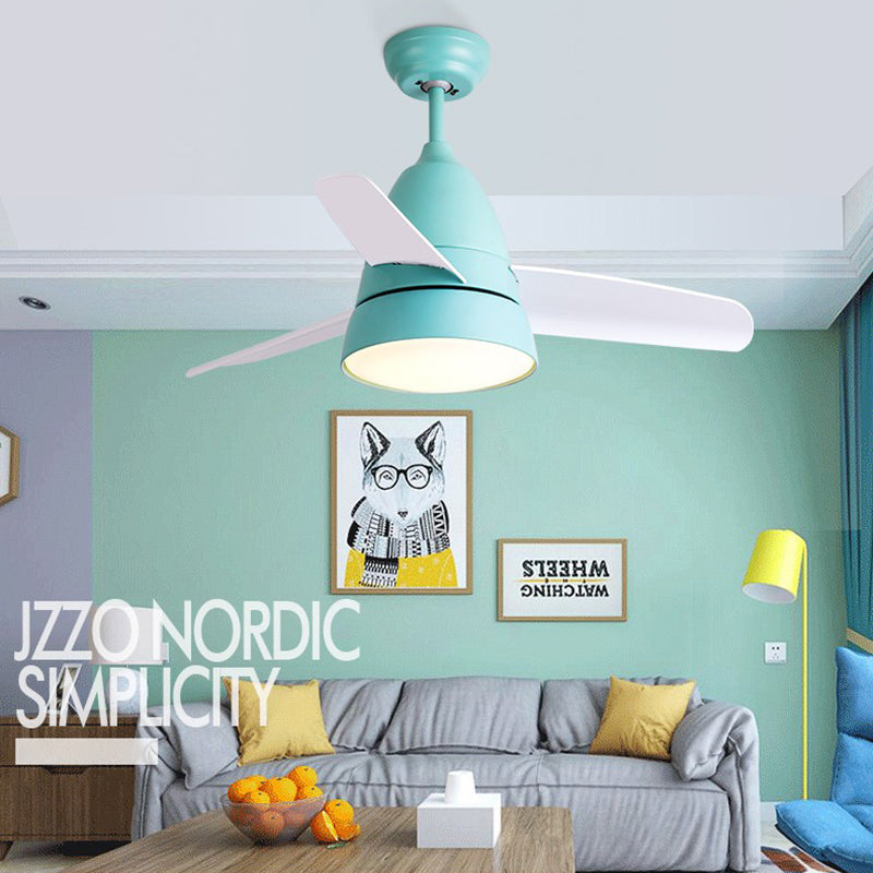 Nordique Conical suspension ventilateur clair acrylique de nuance LED Semi Flush Mount lampe
