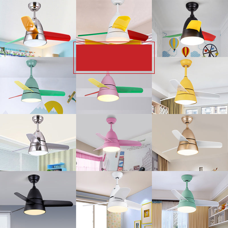 Éventail de pendentif en métal conique Light Nordic Style LED Semi Flush Mounted Plafond Ayémorrat pour salle à manger