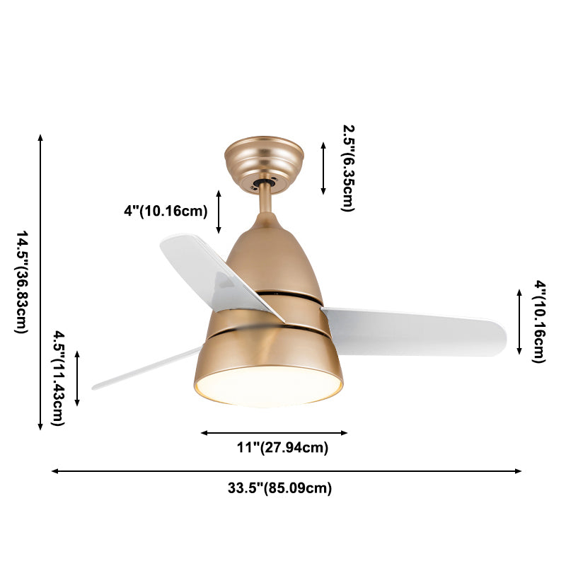 Ventilador de colgante de metal cónico Luz Nórdica LED Semi Flush Monte -Ceiling de techo para comedor