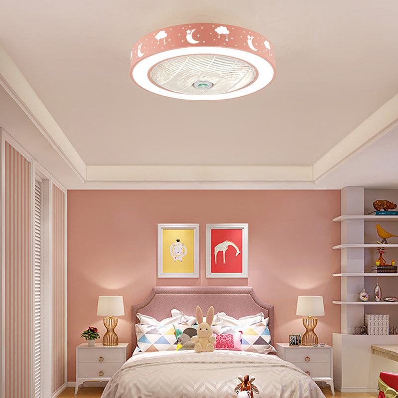 Macaron Ventilateur de plafond creux Light Metal Bedroom LED Semi Flush Mount Éclairage