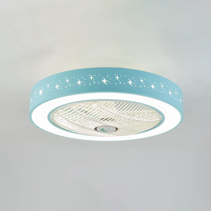 Macaron Ventilateur de plafond creux Light Metal Bedroom LED Semi Flush Mount Éclairage