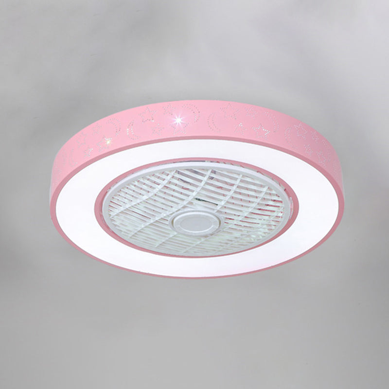 Macaron Ventilateur de plafond creux Light Metal Bedroom LED Semi Flush Mount Éclairage