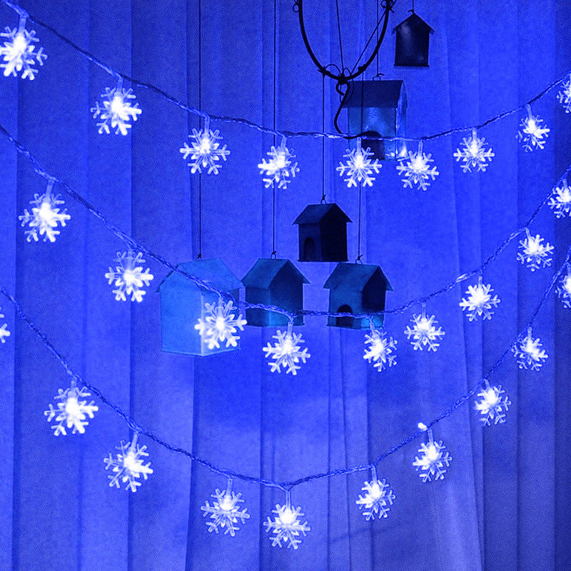 Battery Powered Snowflake LED String Light Decorative Plastic Festive Light for Indoor
