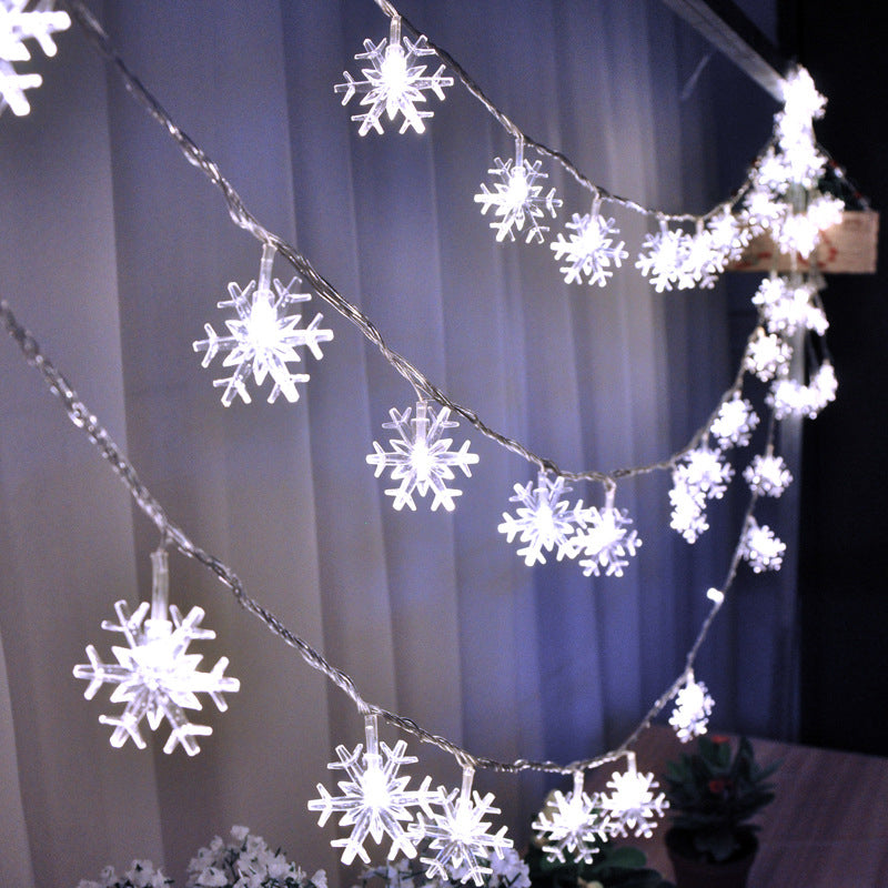 Battery Powered Snowflake LED String Light Decorative Plastic Festive Light for Indoor