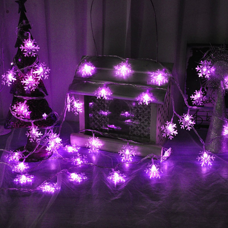 Battery Powered Snowflake LED String Light Decorative Plastic Festive Light for Indoor