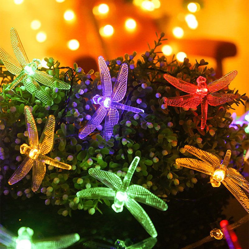 Dragonfly Solar String Light Nordic Style Plastic Outdoor Landscape Light