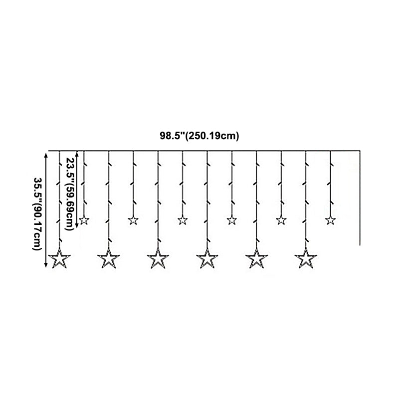 White Star Curtain String Light Art Decor 12-Head Plastic Christmas Light for Outdoor