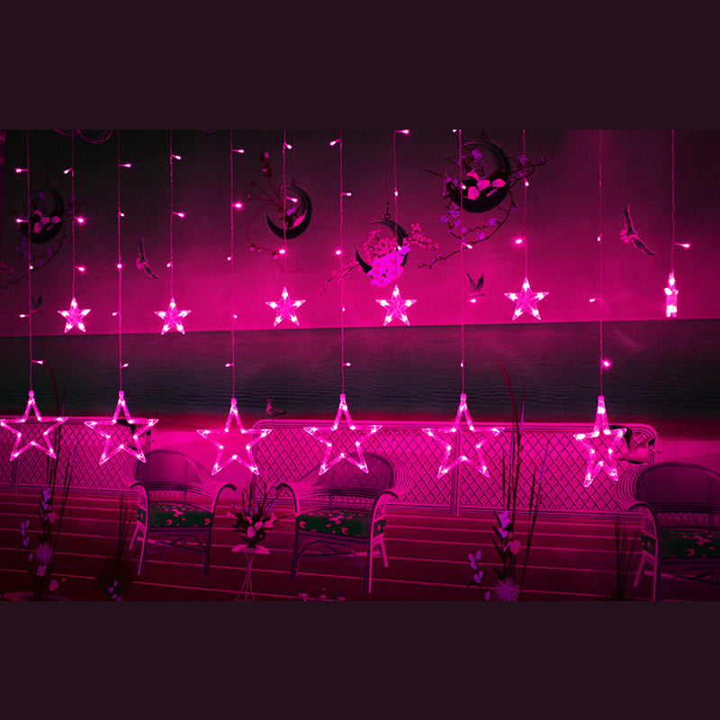 White Star Curtain String Light Art Decor 12-Head Plastic Christmas Light for Outdoor