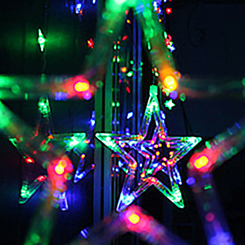White Star Curtain String Light Art Decor 12-Head Plastic Christmas Light for Outdoor