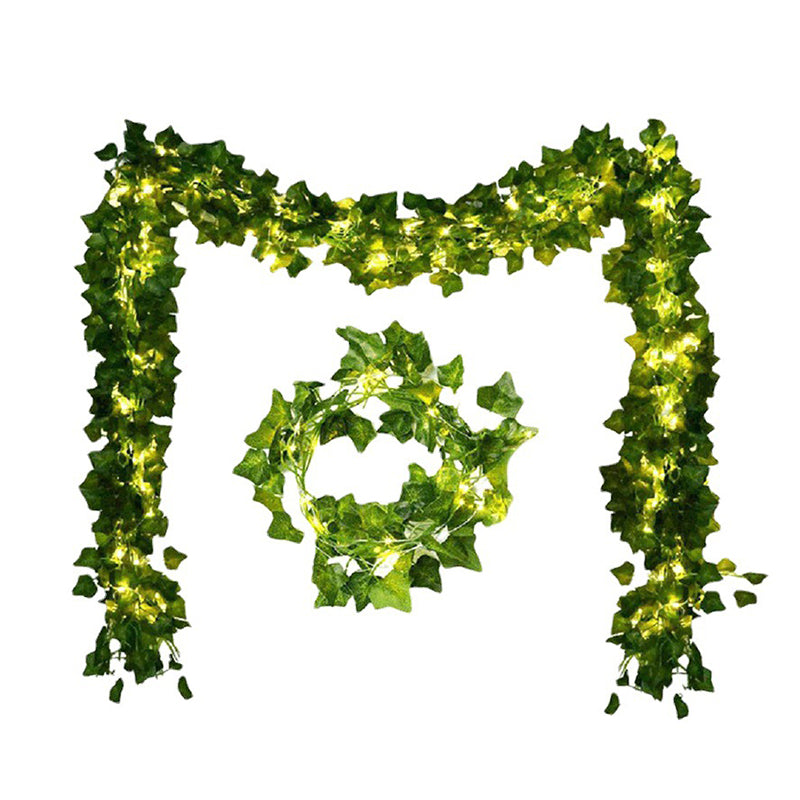 Green Maple Leaf Shaped String Lamp Decorative Plastic LED Festive Light