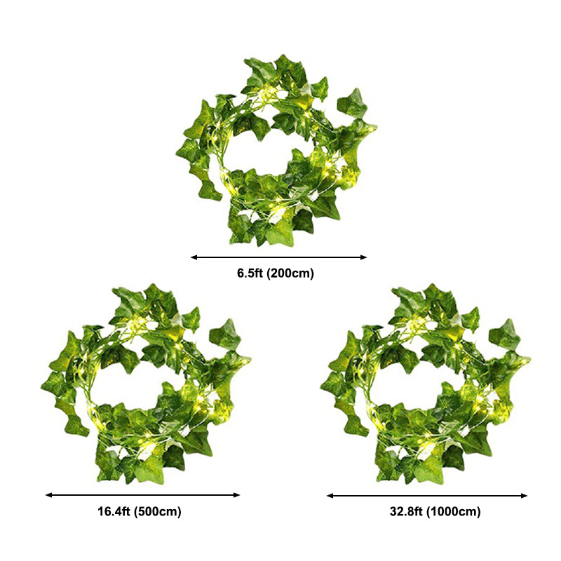 Green Maple Leaf Shaped String Lamp Decorative Plastic LED Festive Light