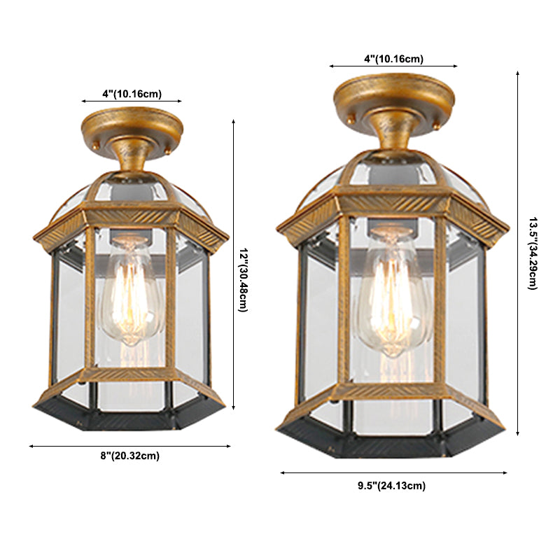 Plafonnier de style traditionnel avec abat-jour en verre transparent, luminaire encastré pour couloir