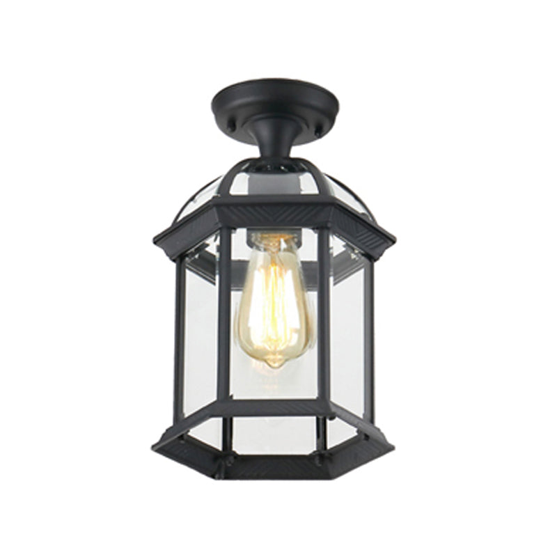 Traditional Style Ceiling Light Clear Glass Shade Surface Flush Mount Light for Corridor