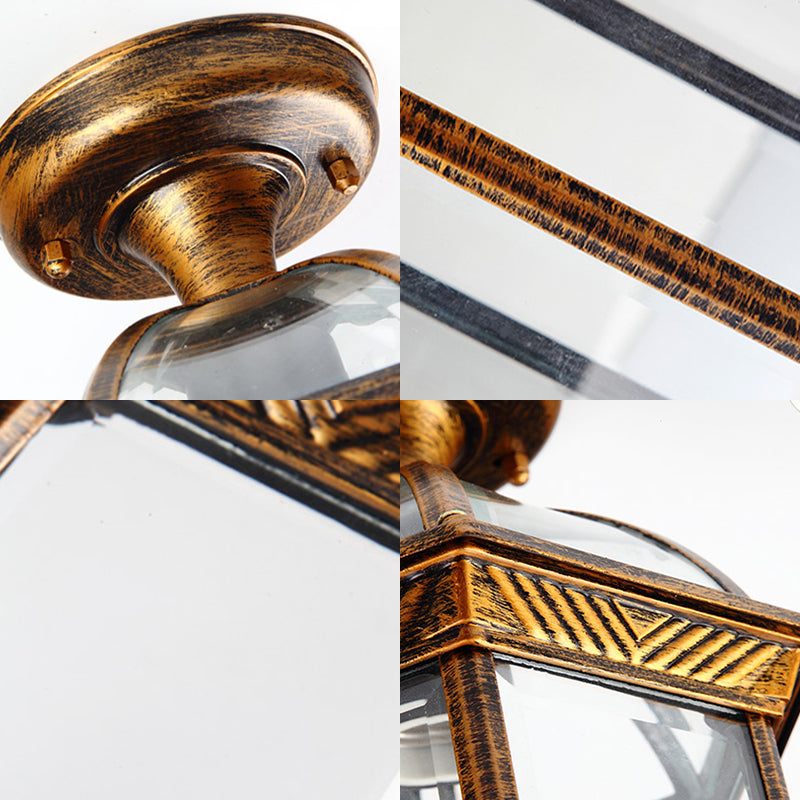 Traditional Style Ceiling Light Clear Glass Shade Surface Flush Mount Light for Corridor