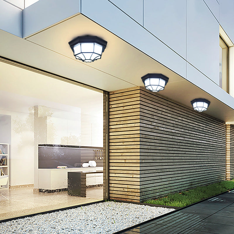 Waterproof LED Ceiling Lamp Traditional Flush Mount Light with Glass Shade for Balcony