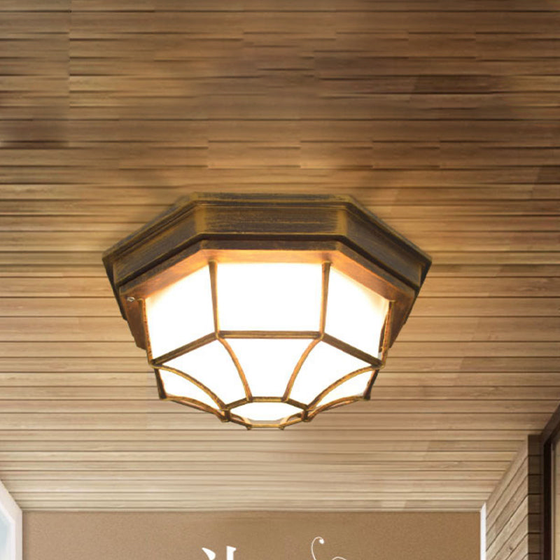 Waterproof LED Ceiling Lamp Traditional Flush Mount Light with Glass Shade for Balcony