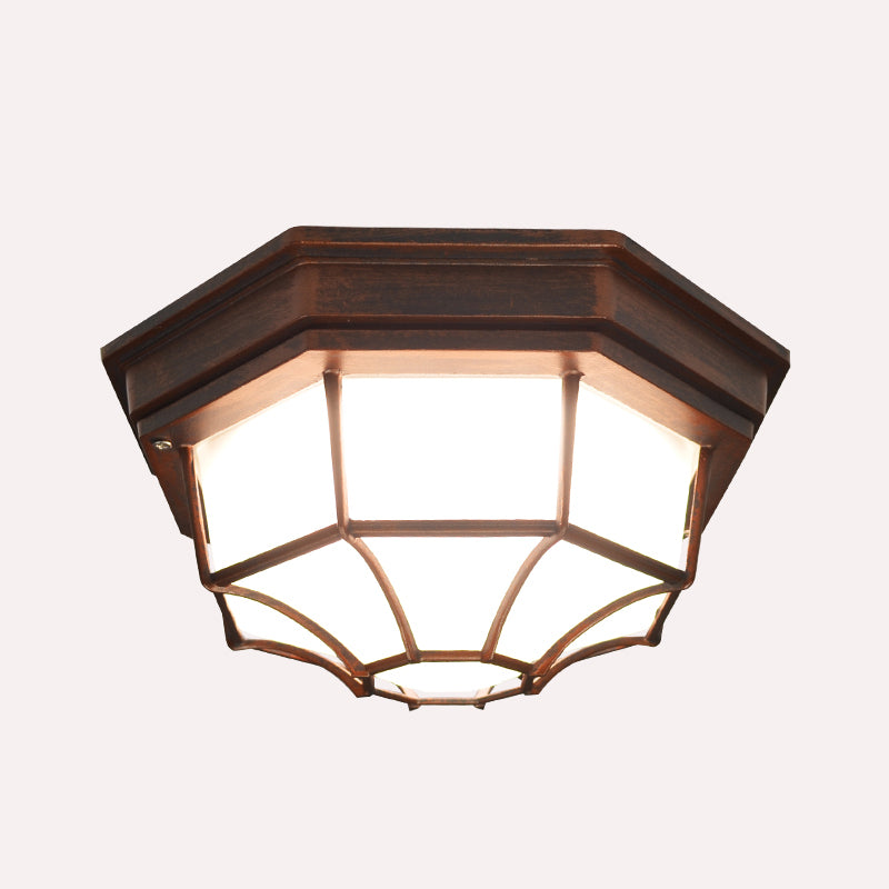 Waterproof LED Ceiling Lamp Traditional Flush Mount Light with Glass Shade for Balcony