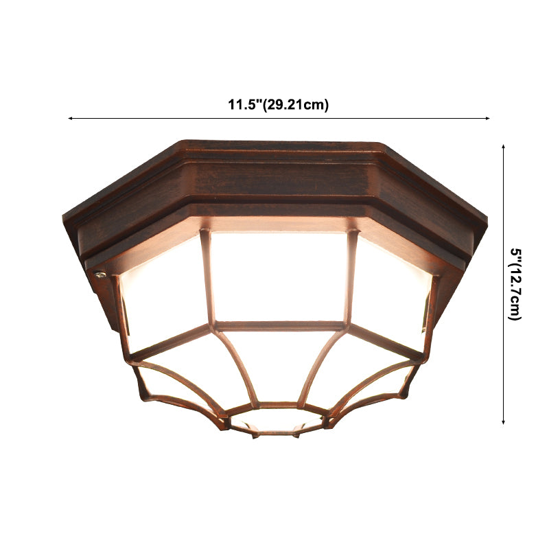 Waterproof LED Ceiling Lamp Traditional Flush Mount Light with Glass Shade for Balcony