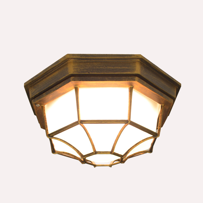 Waterproof LED Ceiling Lamp Traditional Flush Mount Light with Glass Shade for Balcony