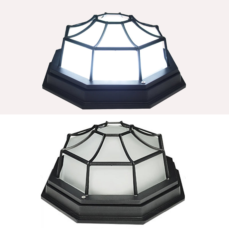 Lámpara de techo LED resistente al agua, luz tradicional de montaje empotrado con pantalla de cristal para balcón