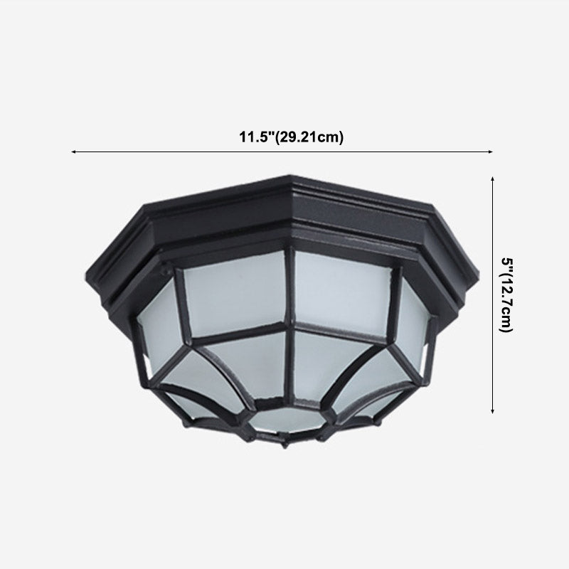 Waterproof LED Ceiling Light Traditional Flush-mount Lamp with Glass Shade for Balcony