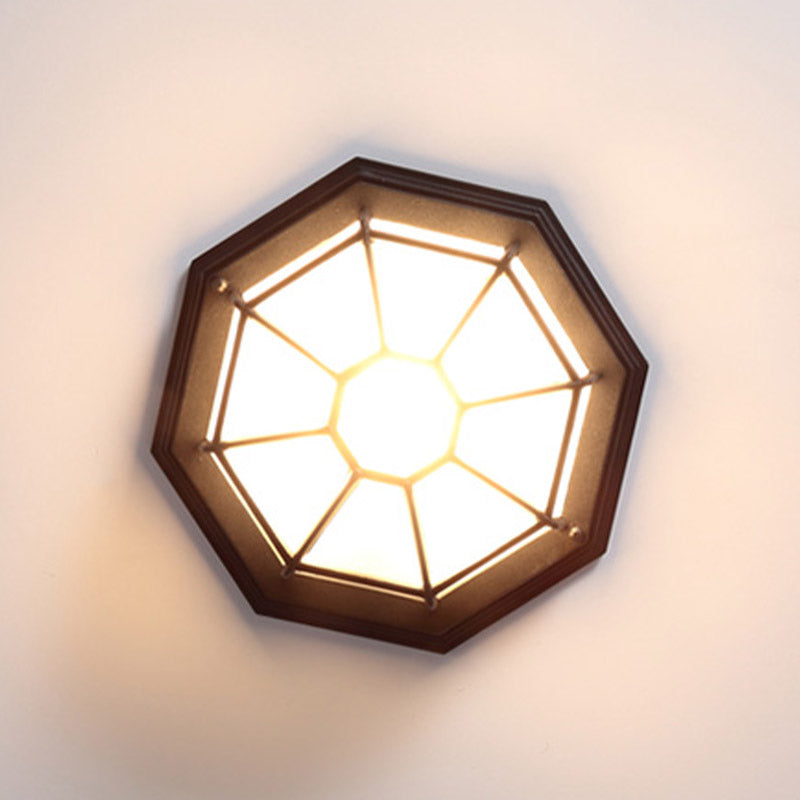 Plafonnier LED étanche, lampe encastrée traditionnelle avec abat-jour en verre pour balcon