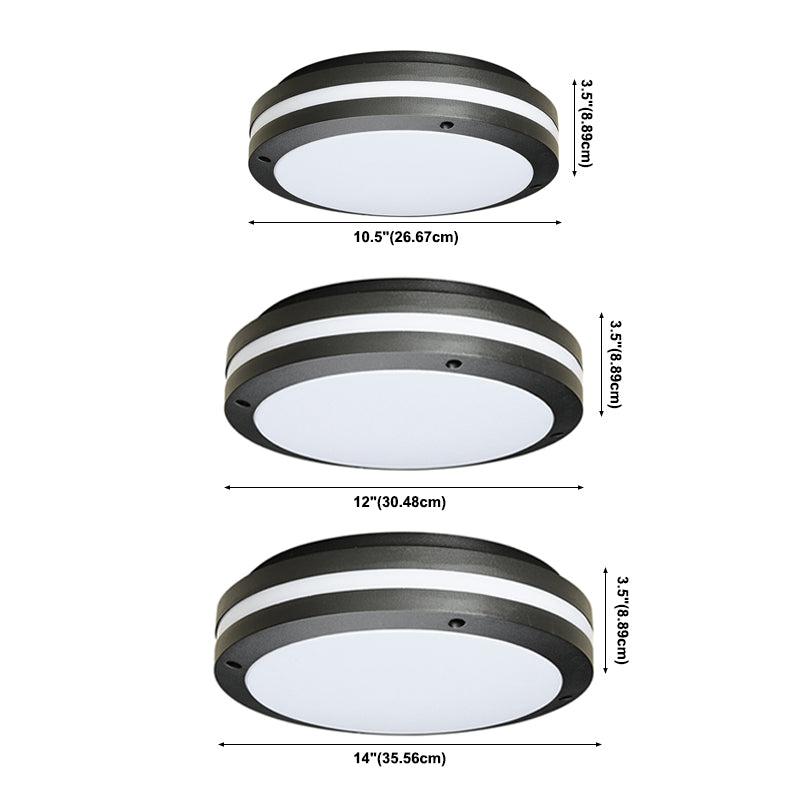 Waterproof LED Ceiling Light White Plastic Shade Round Flush Mount Lamp for Balcony