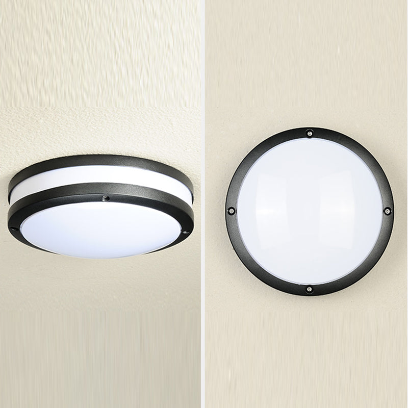 Waterproof LED Ceiling Light White Plastic Shade Round Flush Mount Lamp for Balcony