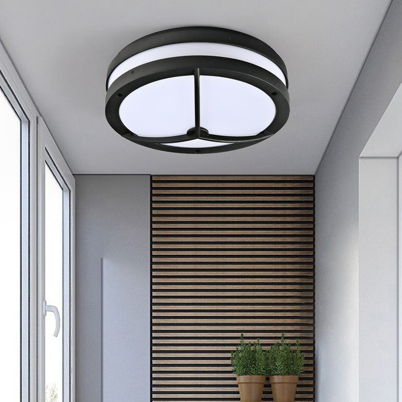 Contemporary LED Flush Mount Light Round Plastic Shade Ceiling Lamp for Balcony