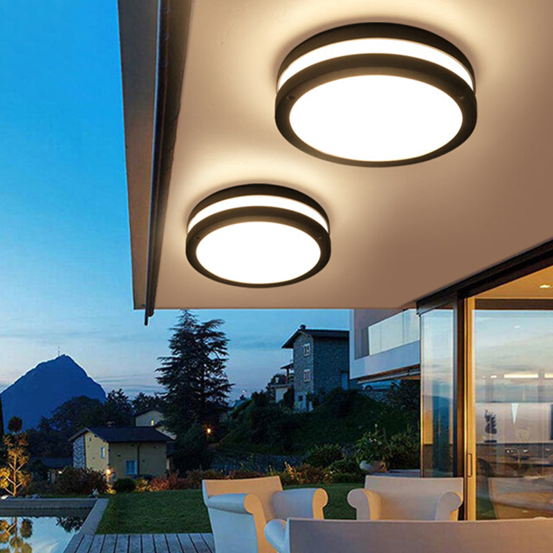 Contemporary LED Flush Mount Light Round Plastic Shade Ceiling Lamp for Balcony