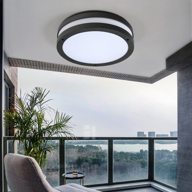 Contemporary LED Flush Mount Light Round Plastic Shade Ceiling Lamp for Balcony