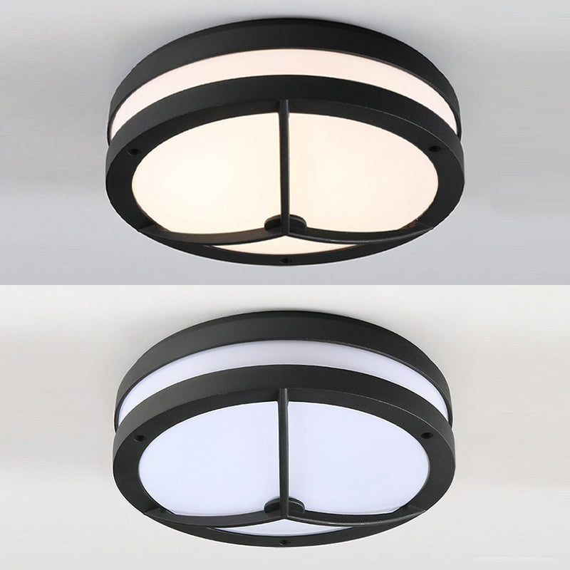 Plafonnier LED contemporain à abat-jour rond en plastique pour balcon
