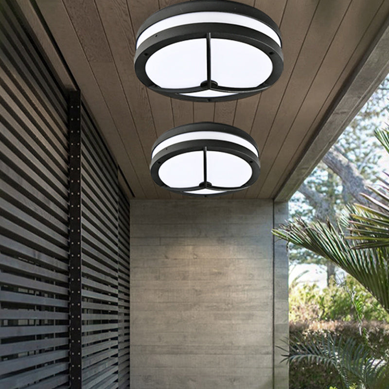 Contemporary LED Flush Mount Light Round Plastic Shade Ceiling Lamp for Balcony
