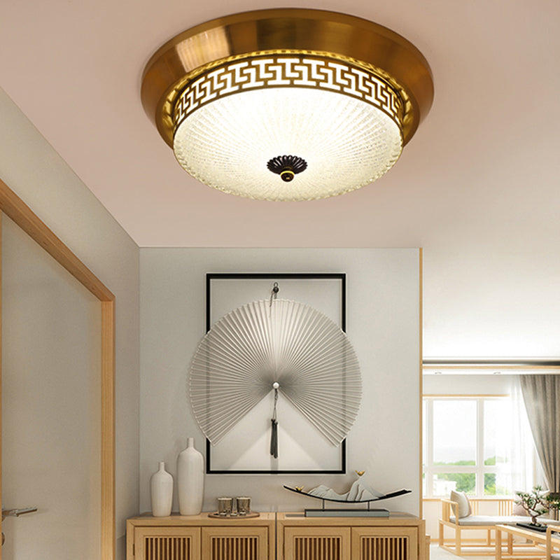 Dome Flush Mount Light Fixture Traditional 1-Light LED Close To Ceiling Lamp with Glass Shade