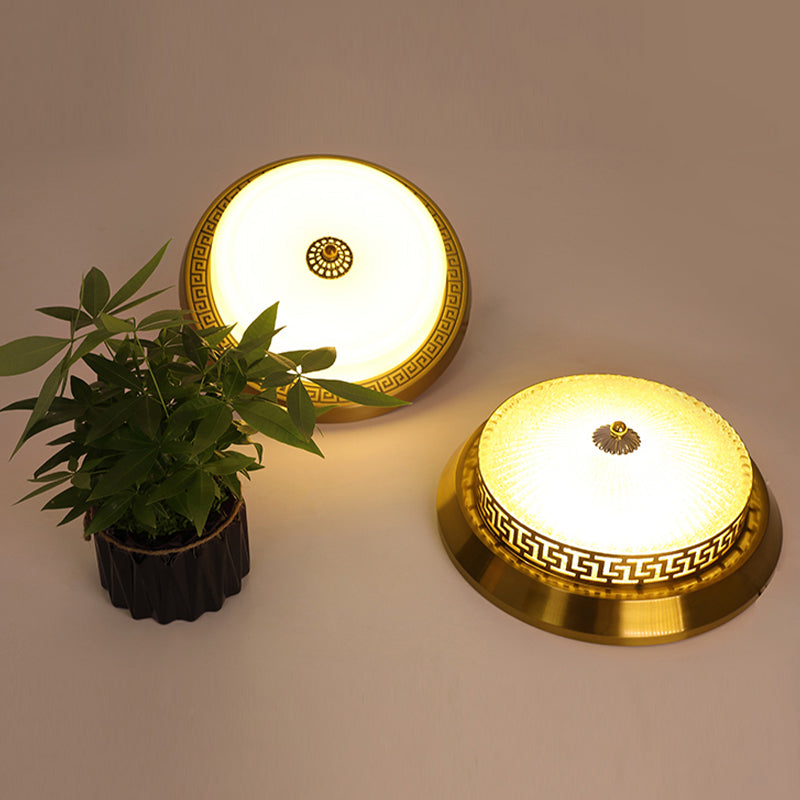 Dome Flush Mount Light Fixture Traditional 1-Light LED Close To Ceiling Lamp with Glass Shade