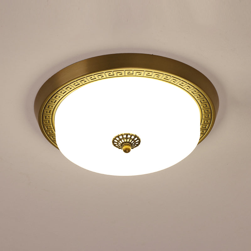 Dome Flush Mount Light Fixture Traditional 1-Light LED Close To Ceiling Lamp with Glass Shade