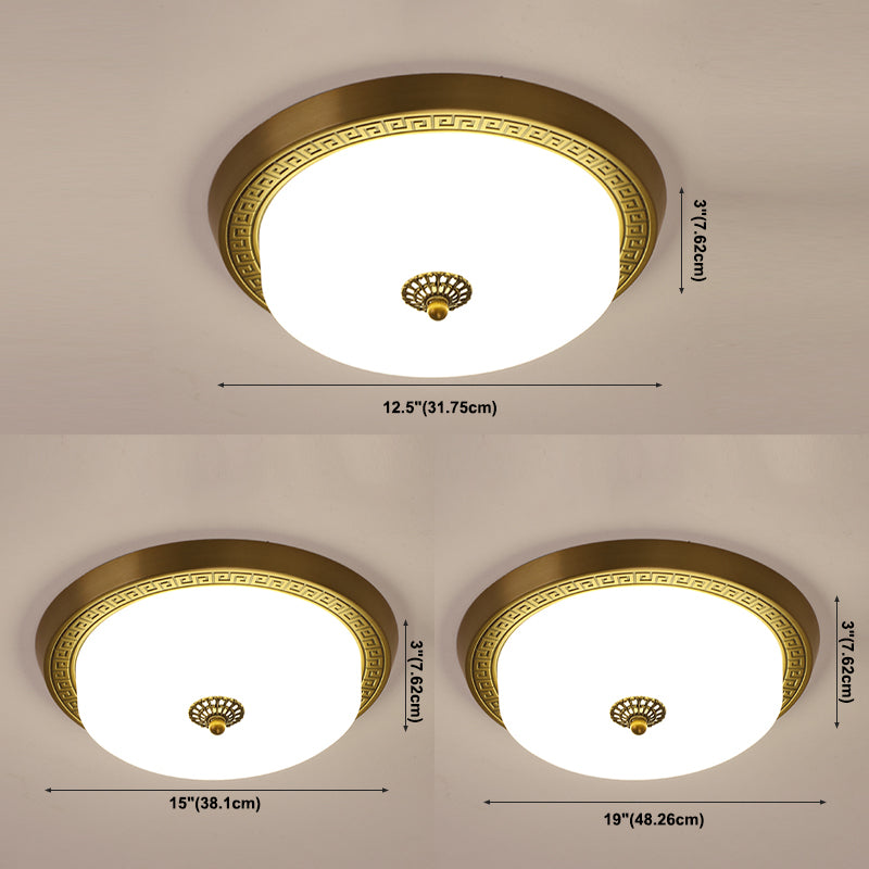 Dome Flush Mount Light Fixture Traditional 1-Light LED Close To Ceiling Lamp with Glass Shade