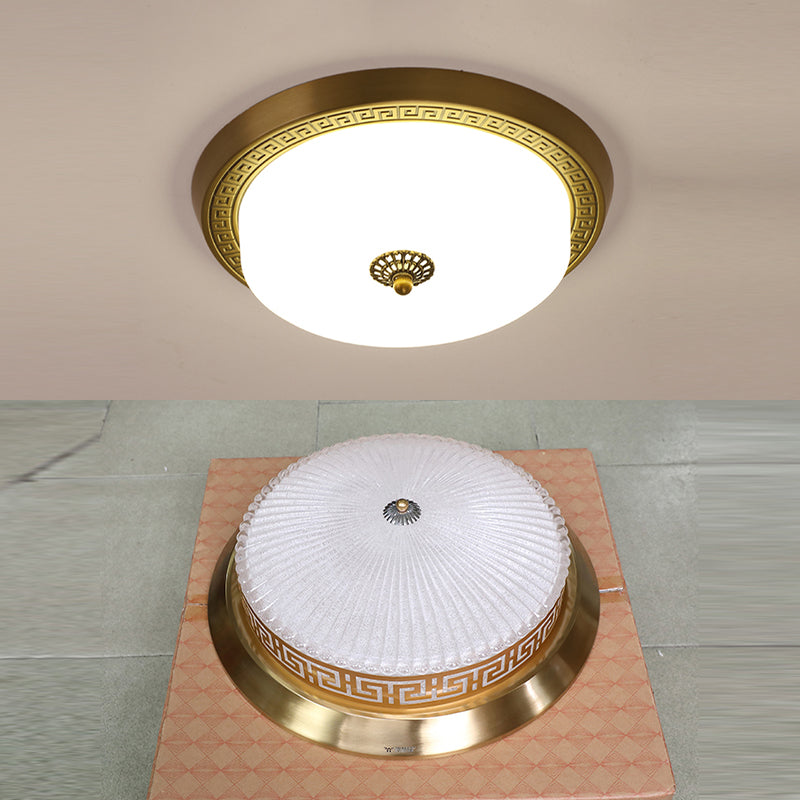 Dome Flush Mount Light Fixture Traditional 1-Light LED Close To Ceiling Lamp with Glass Shade