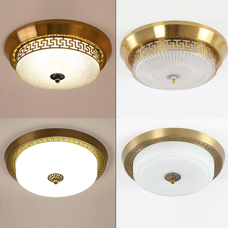 Dome Flush Mount Light Fixture Traditional 1-Light LED Close To Ceiling Lamp with Glass Shade