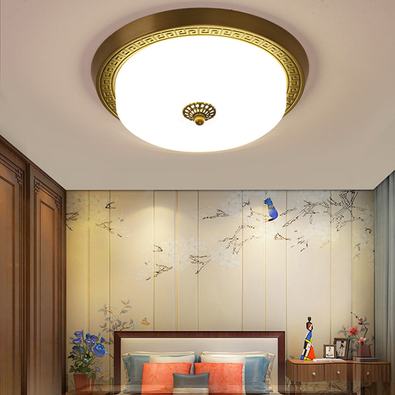 Dome Flush Mount Light Fixture Traditional 1-Light LED Close To Ceiling Lamp with Glass Shade