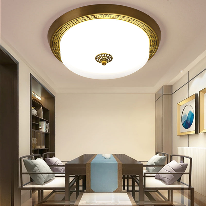 Dome Flush Mount Light Fixture Traditional 1-Light LED Close To Ceiling Lamp with Glass Shade