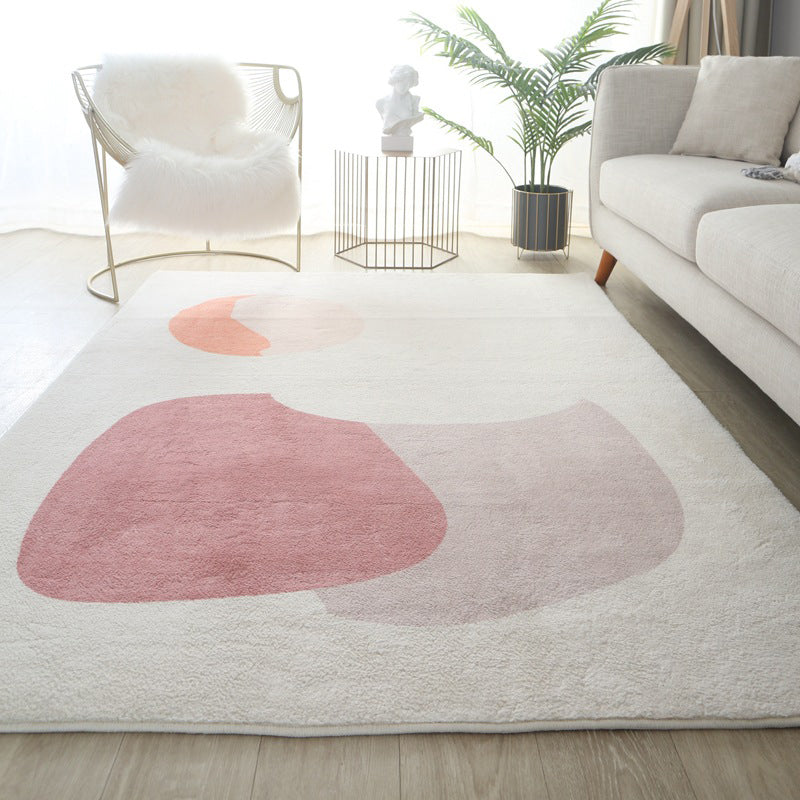 Lichtroze modern tapijten polyester kleur klontdapje niet-slip achterste tapijt voor woningdecoratie