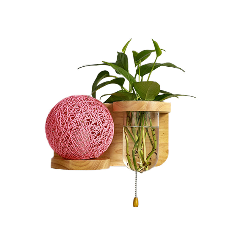 Minimalismus Kugel Wandleuchte Leuchte 1 Glühbirnen -Holz -LED -Wandmontage in Weiß/Rosa/Gelb, links/rechts