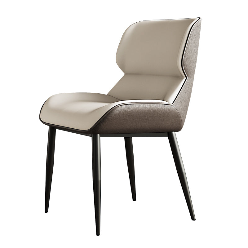 Sillas de comedor de cuero de estilo escandinavo, sillas laterales de comedor con brazo trasero para uso doméstico